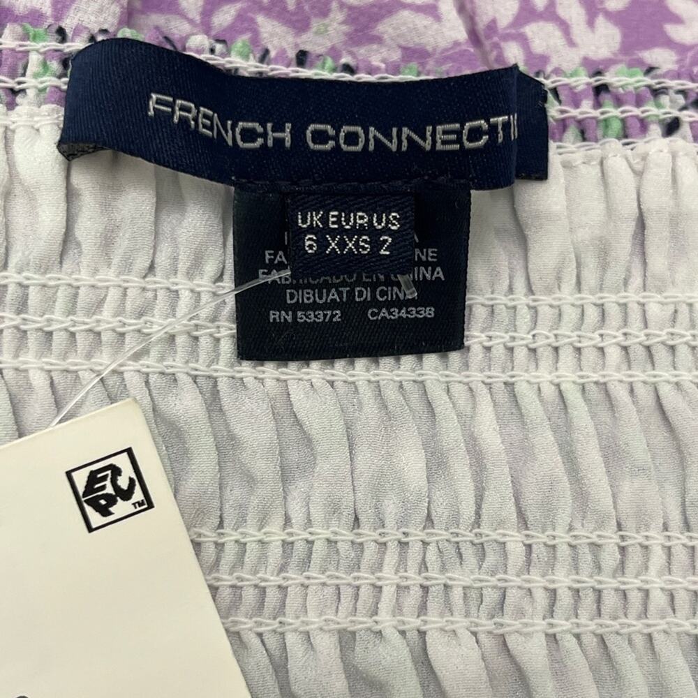 French Connection Lilac Floral Mini Dress Size 2 Smocked Ruffle Hem NWT - Picture 2 of 14